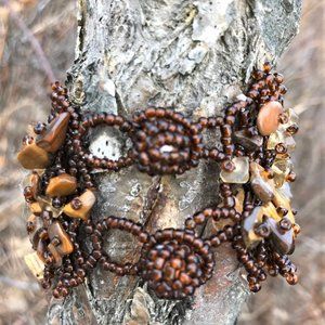 Beadwork bracelet.  Autumn tones.